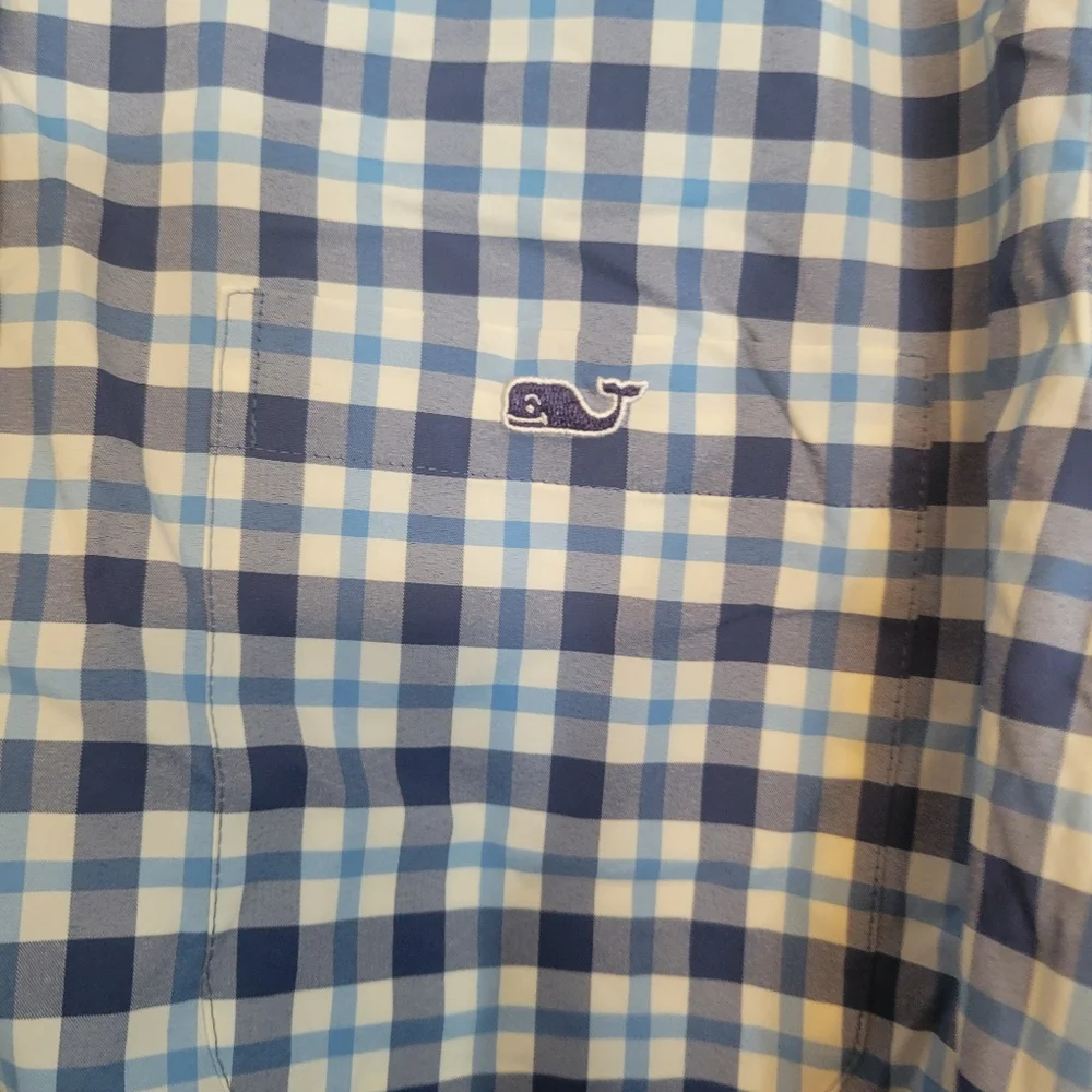 Vineyard Vines Blue Plaid Mens Button Down Shirt Size Large Tucker Shirt - Picture 3 of 6